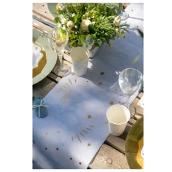 CHEMIN DE TABLE INTISSÉ BABY SHOWER 28CMX5M BLEU