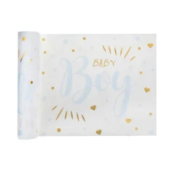CHEMIN DE TABLE INTISSÉ BABY SHOWER 28CMX5M BLEU