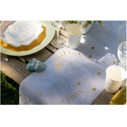 CHEMIN DE TABLE INTISSÉ BABY SHOWER 28CMX5M BLEU