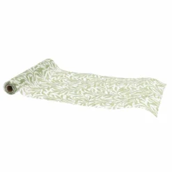 CHEMIN DE TABLE INTISSÉ FEUILLAGE 28CMX5M VERT