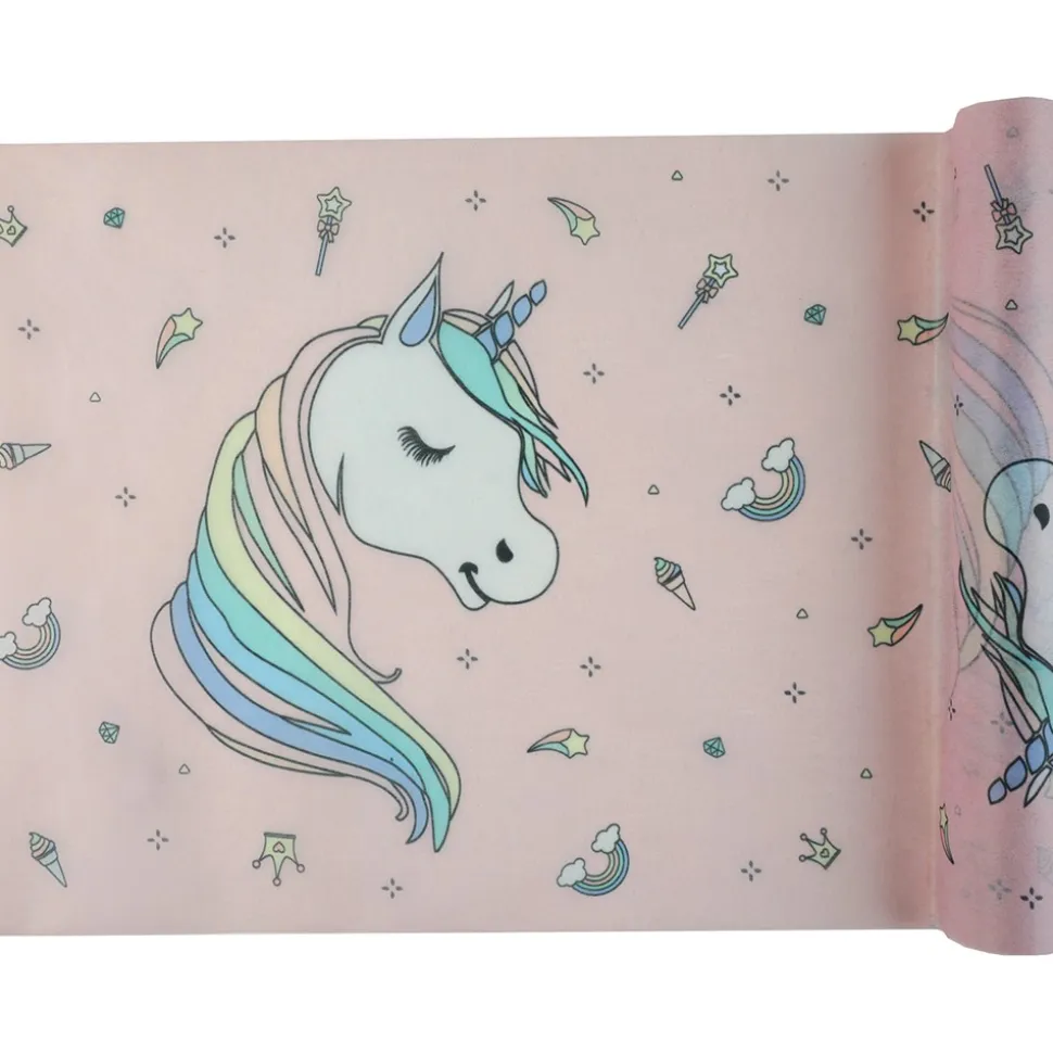 CHEMIN DE TABLE INTISSÉ LICORNE DESSIN 30CMX5M