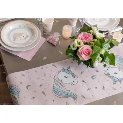CHEMIN DE TABLE INTISSÉ LICORNE DESSIN 30CMX5M