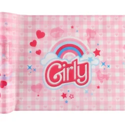 CHEMIN DE TABLE INTISSÉ POUPÉE GIRLY 30CMX5M ROSE
