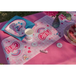 CHEMIN DE TABLE INTISSÉ POUPÉE GIRLY 30CMX5M ROSE