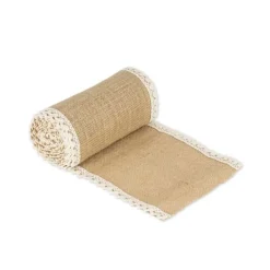 CHEMIN DE TABLE JUTE DENTELLE 20CMX5M