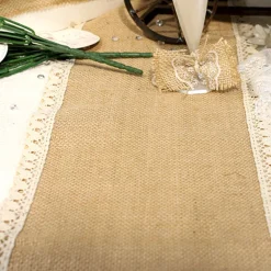 CHEMIN DE TABLE JUTE DENTELLE 20CMX5M