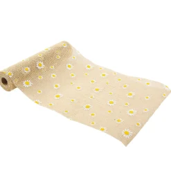 CHEMIN DE TABLE JUTE MARGUERITES 28CMX5M NATURE