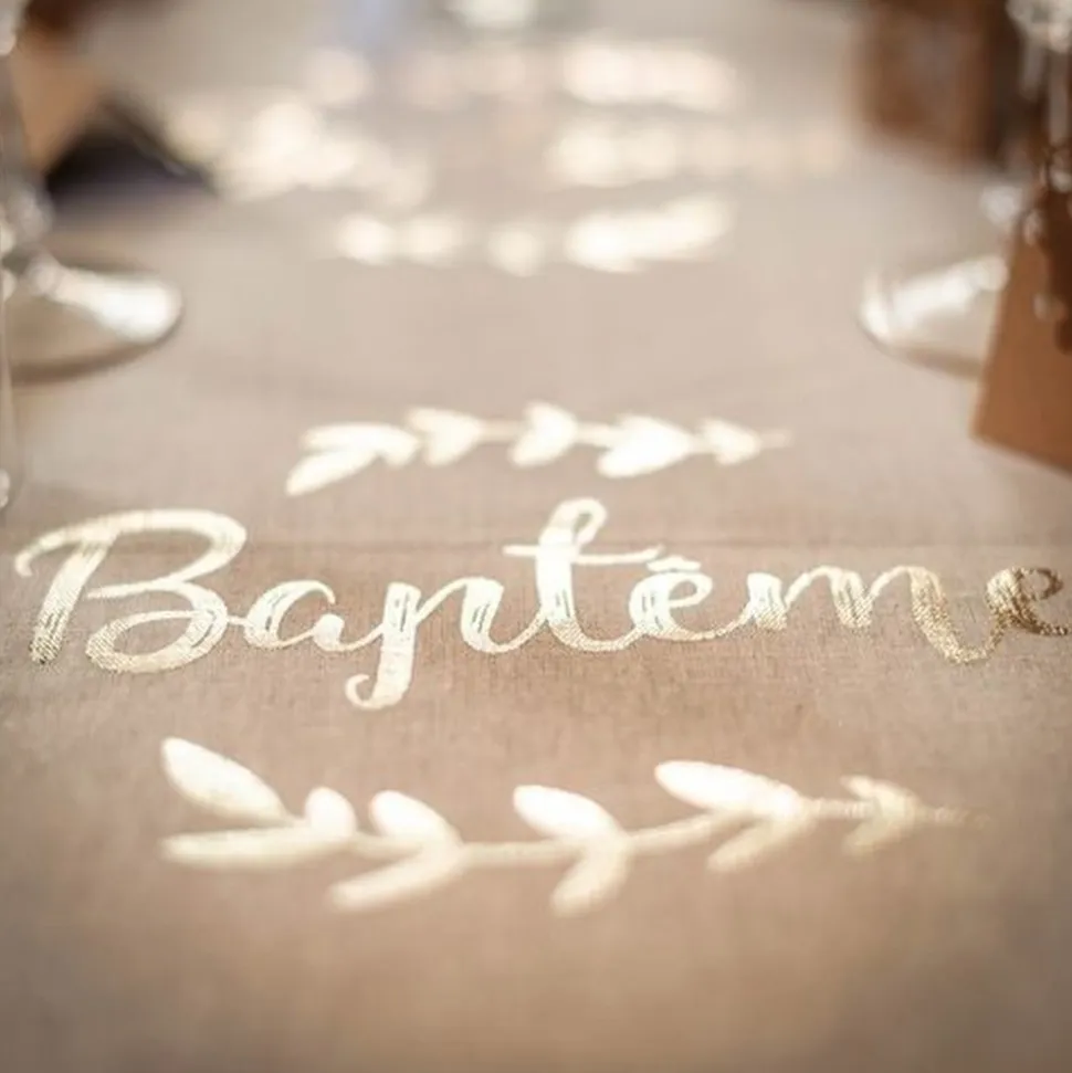 CHEMIN DE TABLE LIN BAPTÊME 28CMX5M