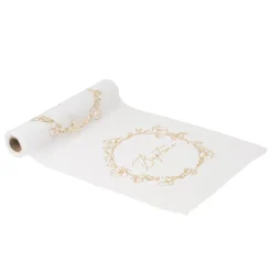 CHEMIN DE TABLE MOUSSELINE BAPTÊME 28CMX5M BLANC