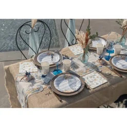 CHEMIN DE TABLE MOUSSELINE COQUILLAGE MER 30CMX3M