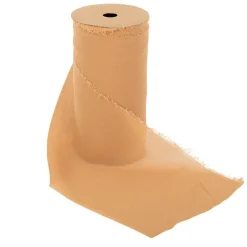 CHEMIN DE TABLE MOUSSELINE EFFILOCHÉ 15CMX3M CAMEL