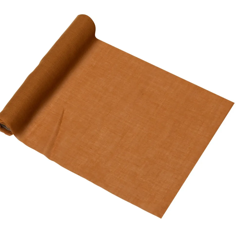 CHEMIN DE TABLE MOUSSELINE MOUTARDE 28CMX5M