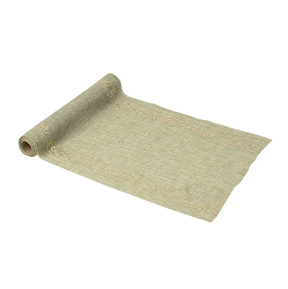 CHEMIN DE TABLE MOUSSELINE OLIVIER 28CMX5M SAUGE