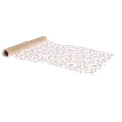 CHEMIN DE TABLE ORGANZA FEUILLAGE 28CMX5M OR