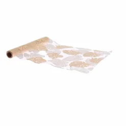 CHEMIN DE TABLE ORGANZA MONSTERA 28CMX5M OR