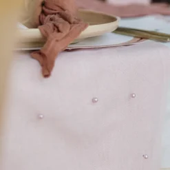 CHEMIN DE TABLE ORGANZA PERLES 28CMX5M ROSE
