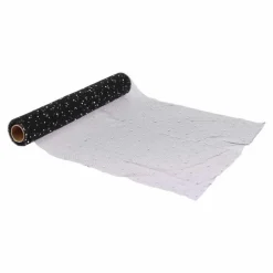 CHEMIN DE TABLE ORGANZA STRASS ARGENT 28CMX3M NOIR