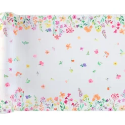 CHEMIN DE TABLE PRINTEMPS FLEURI 28CMX2.5M BLANC