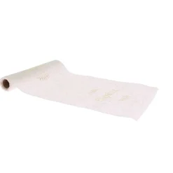 CHEMIN DE TABLE TISSU BAPTÊME OR 28CMX5M LIN