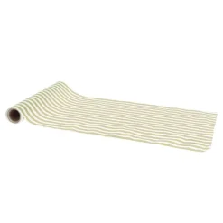 CHEMIN DE TABLE TISSU LIGNE 28CMX5M CRÈME PISTACHE