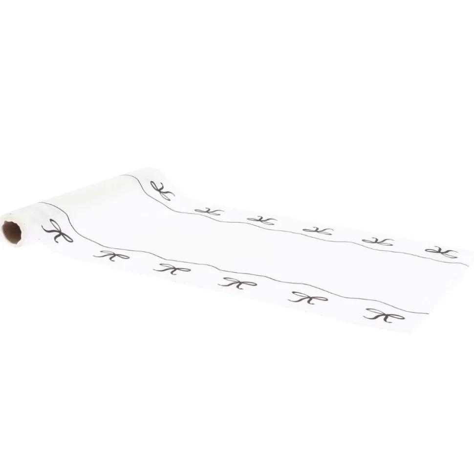 CHEMIN DE TABLE TISSU NUDS NOIRS 28CMX5M BLANC
