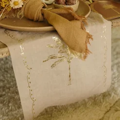 CHEMIN DE TABLE TISSU PALMIER OR 28CMX5M BEIGE