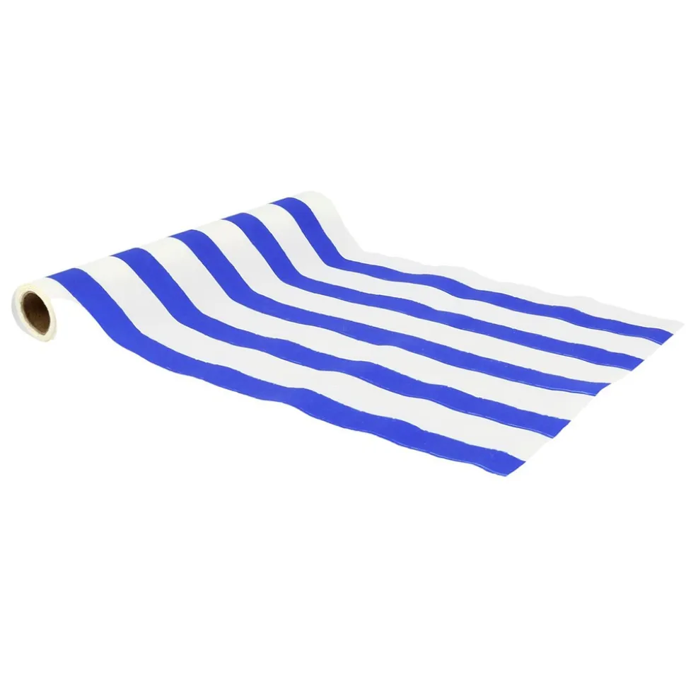 CHEMIN DE TABLE TISSU RAYÉ DOLCE VITA 28CMX3M BLEU