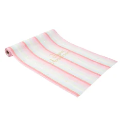 CHEMIN DE TABLE TISSU RAYURES PASTEL PARTY 28CMX3M