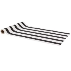 CHEMIN DE TABLE TISSU RAYURES 28CMX5M NOIR BLANC