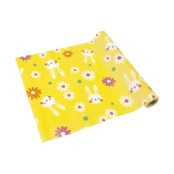 CHEMIN DE TABLE TOILE LAPIN FLEUR 28CMX3M JAUNE