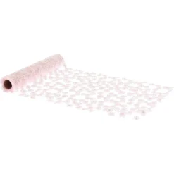 CHEMIN DE TABLE VOILE BRODÉ DAISY 24CMX3M ROSE