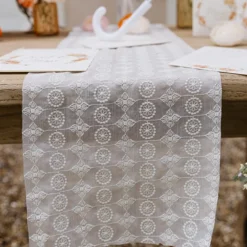 CHEMIN DE TABLE VOILE MACRAMÉ 25CMX3M IVOIRE