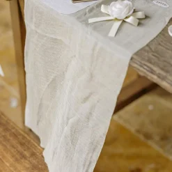 CHEMIN DE TABLE VOILE SATINÉ 28CMX3M CRÈME