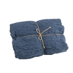 CHEMIN DE TABLE VOILE ÉTAMINE 90CMX3M BLEU ORAGE