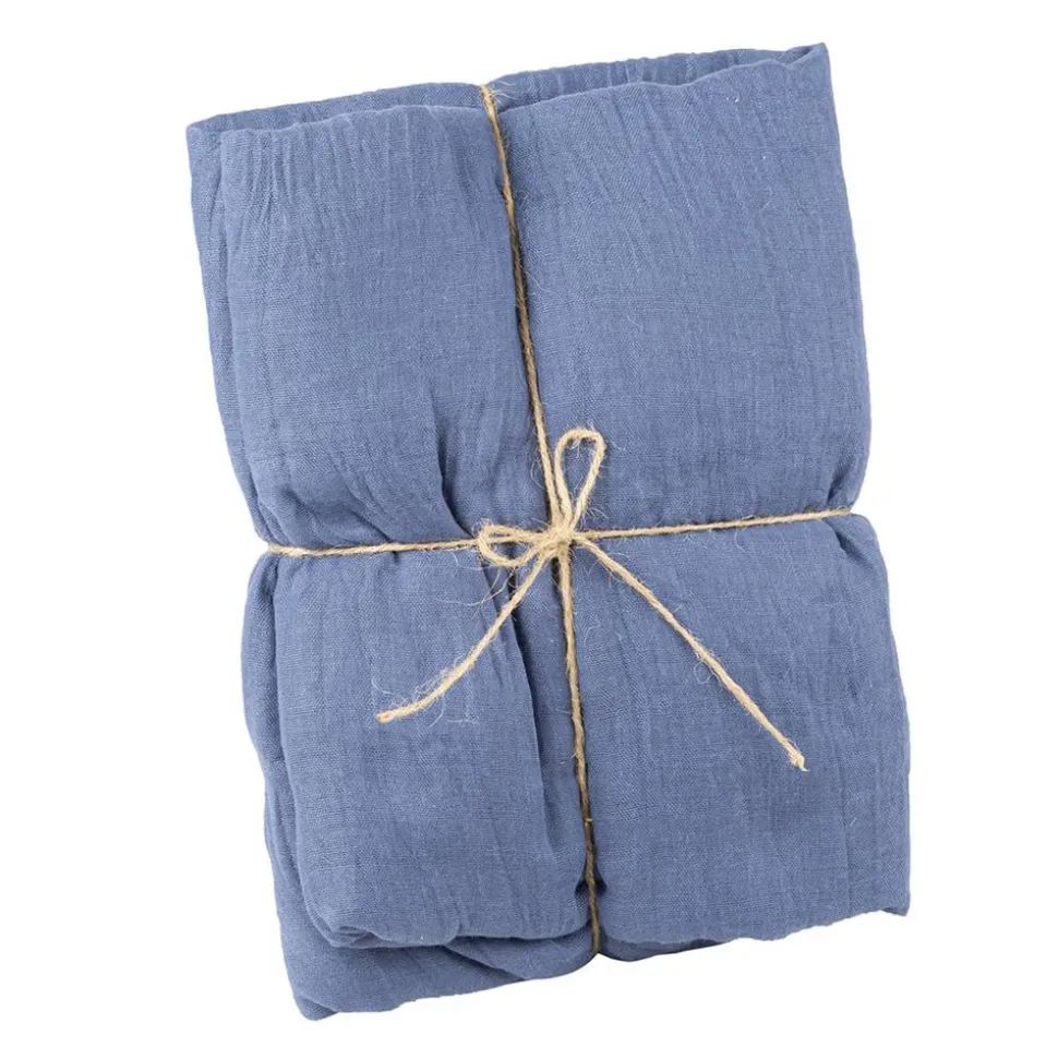 CHEMIN DE TABLE VOILE ÉTAMINE 90CMX3M BLEU ORAGE