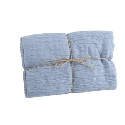 CHEMIN DE TABLE VOILE ÉTAMINE 90CMX3M BLEU CIEL