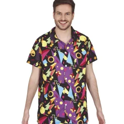 CHEMISE BARIOLÉE NOIR ANNÉES 80 HOMME