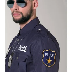 CHEMISE BLEUE UNIFORME POLICE HOMME