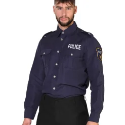 CHEMISE BLEUE UNIFORME POLICE HOMME