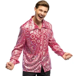 CHEMISE DISCO CERCLES PSYCHÉDÉLIQUE ROSE HOMME