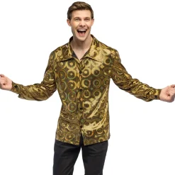 CHEMISE DISCO CERCLES PSYCHÉDÉLIQUE OR HOMME