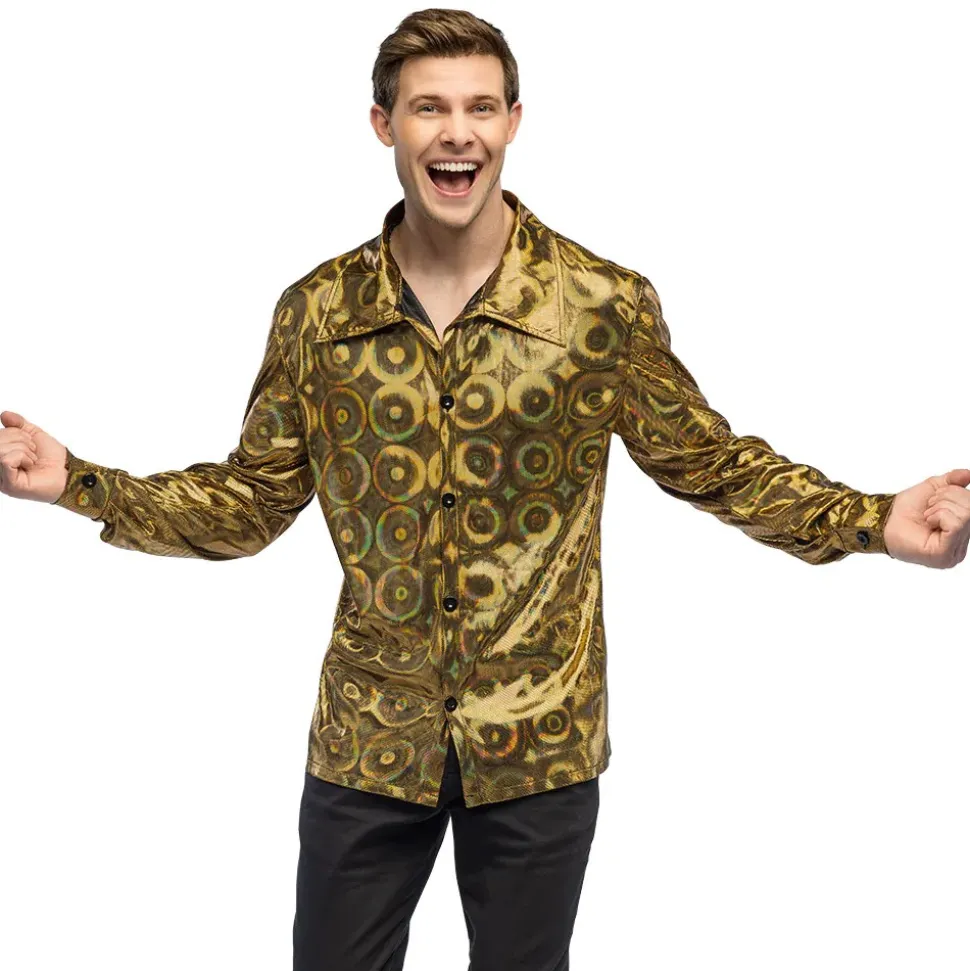 CHEMISE DISCO CERCLES PSYCHÉDÉLIQUE OR HOMME