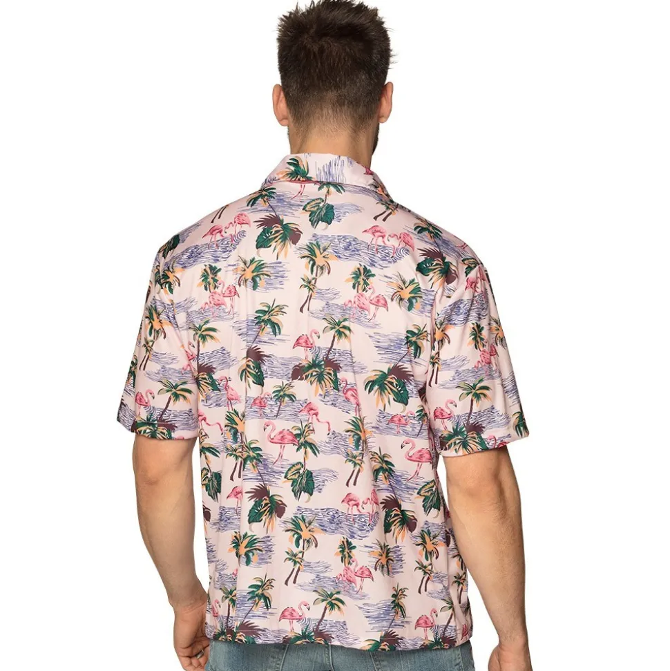 CHEMISE FLAMANTS ROSES PALMIERS ADULTE