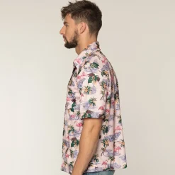 CHEMISE FLAMANTS ROSES PALMIERS ADULTE