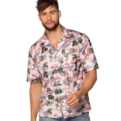 CHEMISE FLAMANTS ROSES PALMIERS ADULTE