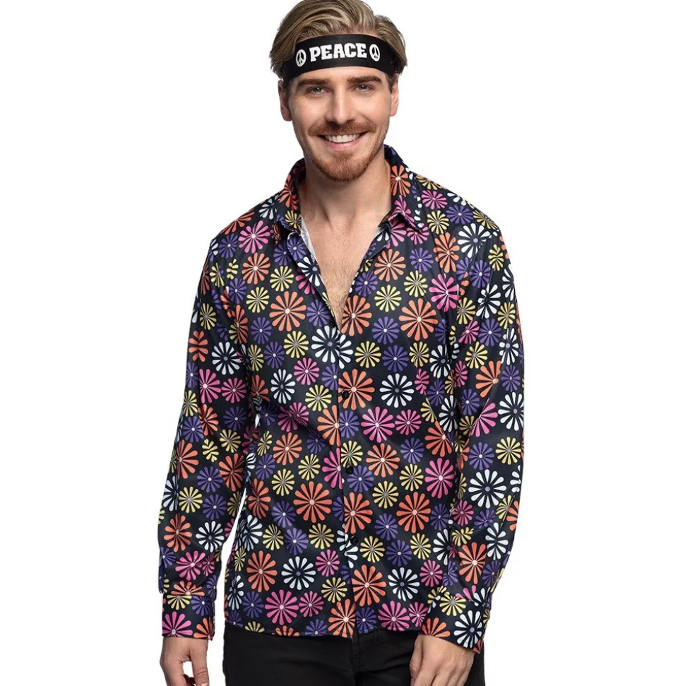 CHEMISE FLOWER POWER SEVENTIES HIPPIE HOMME