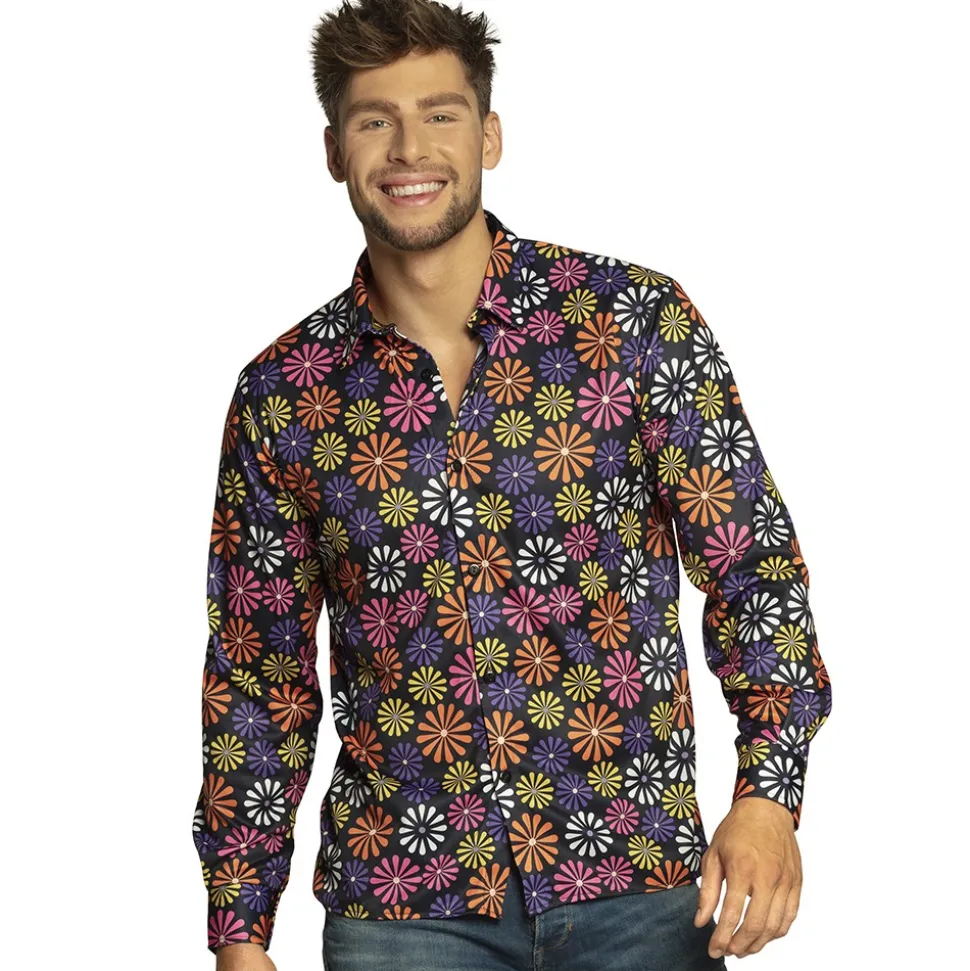 CHEMISE FLOWER POWER SEVENTIES HIPPIE HOMME