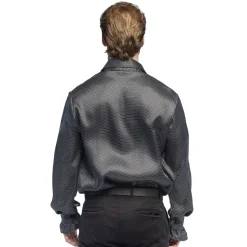 CHEMISE GROOVY RÉTRO À VOLANTS NOIR HOMME