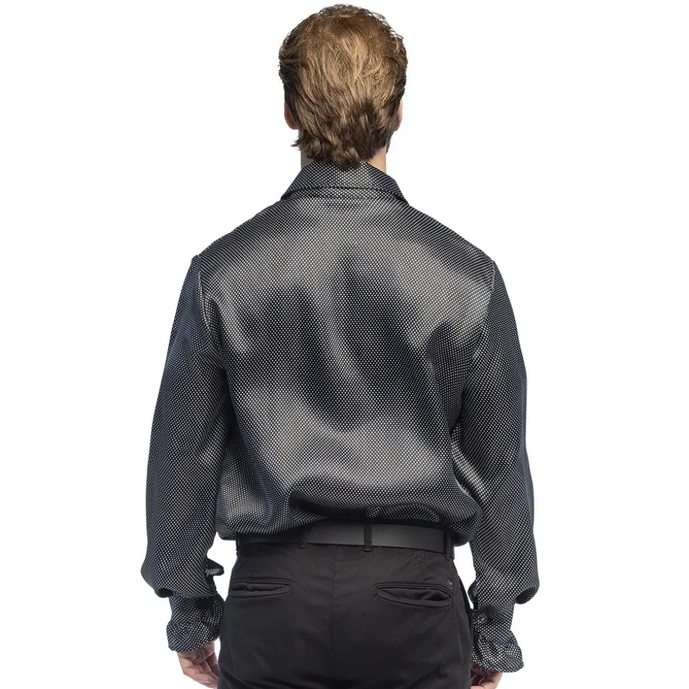 CHEMISE GROOVY RÉTRO À VOLANTS NOIR HOMME