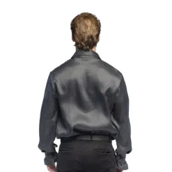 CHEMISE GROOVY RÉTRO À VOLANTS NOIR HOMME